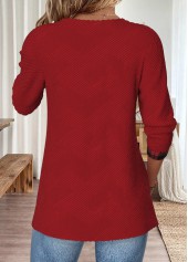 Wine Red Tummy Coverage Plaid Long Sleeve Blouse | thumb picture 