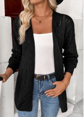 Black Color Long Sleeve Tunic Cardigan