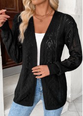 Black Color Long Sleeve Tunic Cardigan | thumb picture 