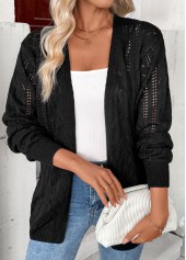 Black Color Long Sleeve Tunic Cardigan | thumb picture 