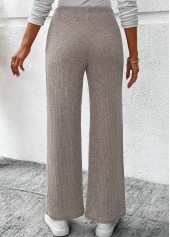 Gray Brown Pocket Wide Leg Elastic Waist Pants
