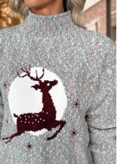 Christmas Multi Color Tummy Coverage Elk Print Sweater | thumb picture 
