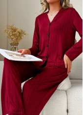Wine Red Long Sleeve Lounge Top and Pants
