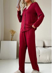 Wine Red Long Sleeve Lounge Top and Pants | thumb picture 