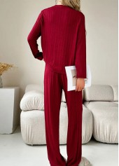 Wine Red Long Sleeve Lounge Top and Pants | thumb picture 