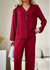 Wine Red Long Sleeve Lounge Top and Pants | thumb picture 