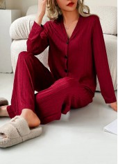 Wine Red Long Sleeve Lounge Top and Pants | thumb picture 
