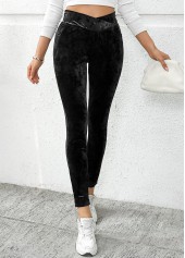 Black Pocket Skinny Elastic Waist High Waisted Pants | thumb picture 