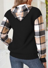 Black Tummy Coverage Plaid Long Sleeve Hoodie | thumb picture 