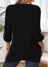 Black Tummy Coverage Geometric Print Long Sleeve Blouse | thumb picture 