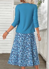 Sky Blue Tummy Coverage Bracelet Sleeve Dress and Cardigan | thumb picture 