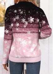 Pink Tummy Coverage Snowflake Print Long Sleeve Sweatshirt | thumb picture 