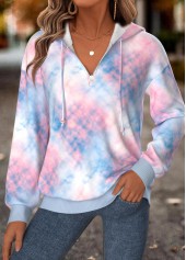 Multi Color Tummy Coverage Tie Dye Print Hoodie