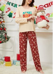 Christmas Deep Red Long Sleeve Lounge Top and Pants