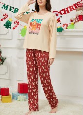 Christmas Deep Red Long Sleeve Lounge Top and Pants | thumb picture 
