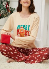 Christmas Deep Red Long Sleeve Lounge Top and Pants | thumb picture 