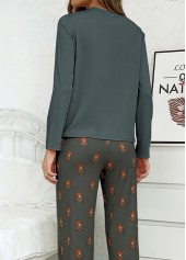 Blackish Green Animal Print Lounge Top and Pants | thumb picture 