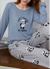 Dusty Blue Animal Print Lounge Top and Pants