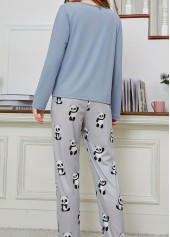 Dusty Blue Animal Print Lounge Top and Pants | thumb picture 
