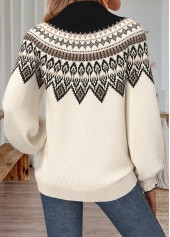 Beige Tummy Coverage Fair Isle Print Long Sleeve Sweater | thumb picture 