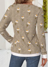 Dark Coffee Tummy Coverage Daisy Print T Shirt | thumb picture 