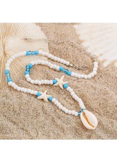 Beige Shell Starfish Seed Beads Necklace | thumb picture 