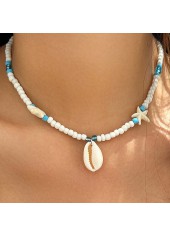 Beige Shell Starfish Seed Beads Necklace | thumb picture 
