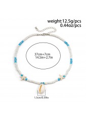 Beige Shell Starfish Seed Beads Necklace | thumb picture 