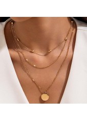 Golden Layered Round Design Alloy Necklace
