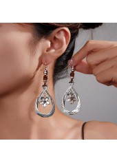 Silver Color Alloy Detail Hollow Earrings