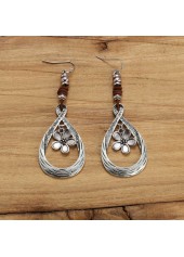 Silver Color Alloy Detail Hollow Earrings