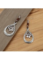 Silver Color Alloy Detail Hollow Earrings