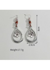 Silver Color Alloy Detail Hollow Earrings