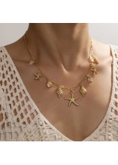 Golden Shell Starfish Design Alloy Necklace