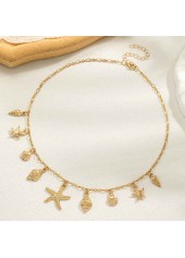 Golden Shell Starfish Design Alloy Necklace | thumb picture 