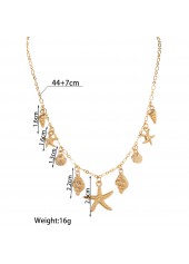 Golden Shell Starfish Design Alloy Necklace | thumb picture 