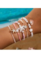 Pink Shell Seed Beads Bracelets Set