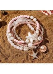 Pink Shell Seed Beads Bracelets Set | thumb picture 