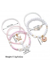 Pink Shell Seed Beads Bracelets Set | thumb picture 