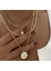Golden Color Round Alloy Detail Necklace