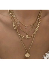 Golden Color Round Alloy Detail Necklace | thumb picture 