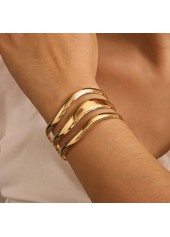 Golden Hollow Irregular Design Metal Bangle