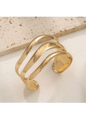 Golden Hollow Irregular Design Metal Bangle | thumb picture 