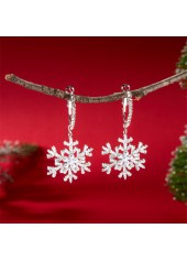 Christmas Geometric White Snowflake Alloy Earrings