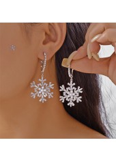Christmas Geometric White Snowflake Alloy Earrings | thumb picture 