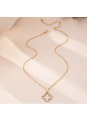Golden Hollow Four-leaf Clover Alloy Necklace