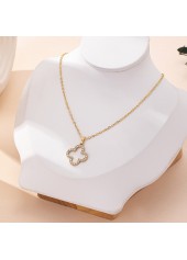 Golden Hollow Four-leaf Clover Alloy Necklace