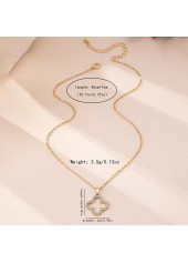 Golden Hollow Four-leaf Clover Alloy Necklace