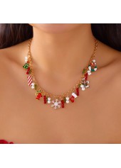 Christmas Red Snowflake Alloy Detail Necklace