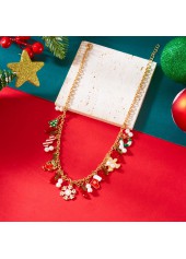 Christmas Red Snowflake Alloy Detail Necklace
